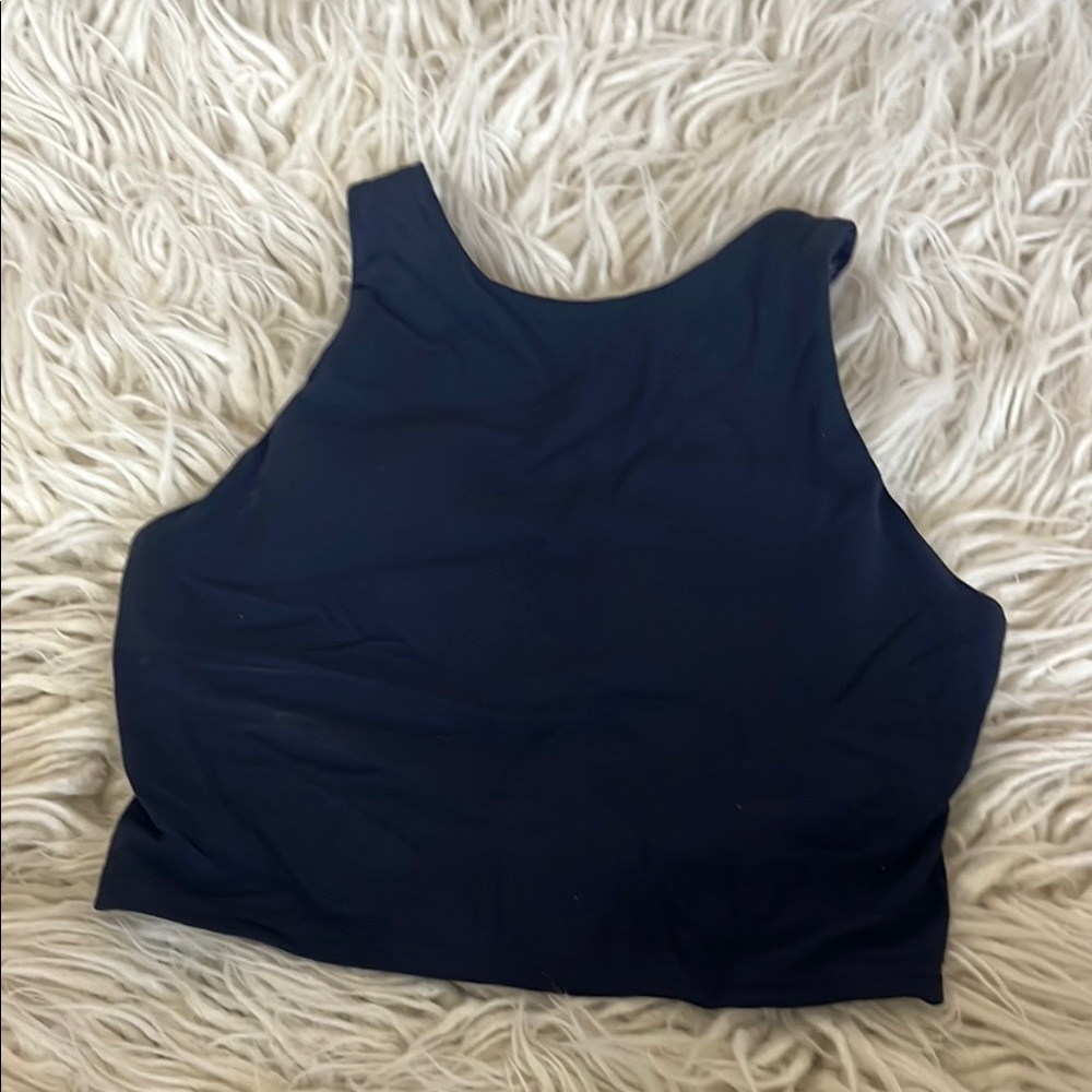 Athleta Navy Long line high neck Sports bra